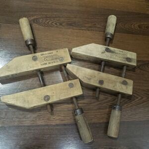 2 Vintage Jorgensen USA Adjustable 8" Wood Clamps Set Lot